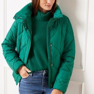 Talbots Green Puffer Jacket Coat Winter Plus Size 1X FLAW